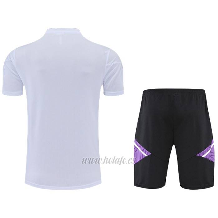 Chandal del Real Madrid Manga Corta 2022-2023 Blanco y Purpura - Pantalon Corto